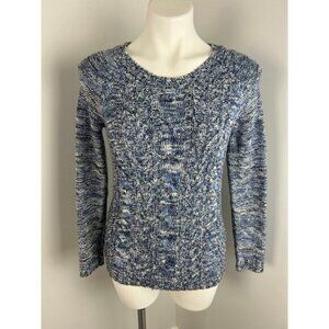 Sonoma Cotton Blend Pullover Cable Knit Sweater Blue White XS